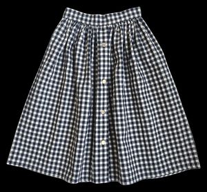Apaches Collections - Jupe courte imprimée vichy en coton - Taille 10A - Noir