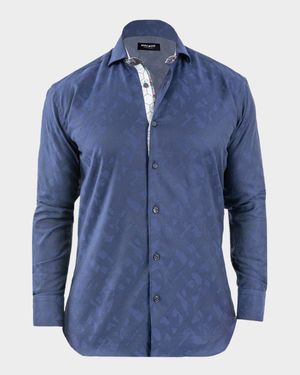 Men's Einstein Jacquard Contrast-Trim Sport Shirt