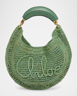 Summer Banana Top-Handle Bag in Crochet Fabric