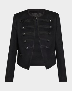 Joni Open-Front Shrunken Virgin Wool Jacket