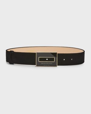 Logo-Buckle Leather Belt