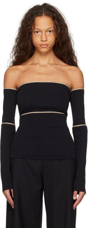 MM6 Maison Margiela Black Off-The-Shoulder Blouse