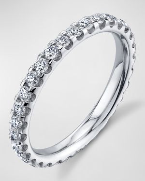 18K White Gold Eternity Comfort Fit Band with U Prong Set Round Cut Diamonds, 1.10ct
