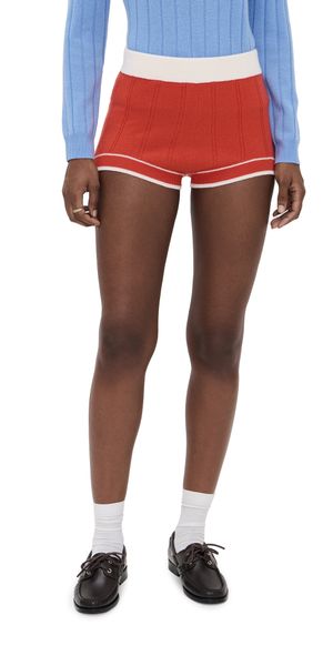 Guest in Residence Racer Cashmere Shorts Cherry S