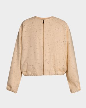 Crewneck Donegal Tweed Bomber Jacket