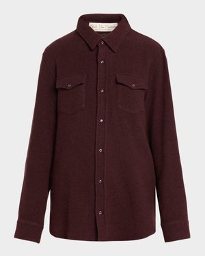 Claret Solid Cashmere Button-Down Shirt