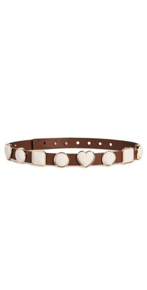 Lele Sadoughi Pearl Station Belt Walnut L/XL