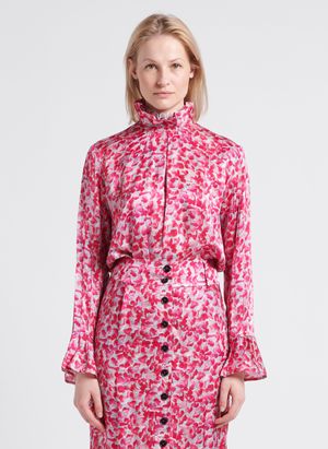 Heimstone - Chemisier col montant imprimée - Taille 38 - Rose