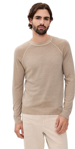 Fedeli Raglan Sleeve Crew Neck Sweater Tan S