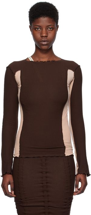 Baserange T-shirt à manches longues Omato brun et rose exclusif à SSENSE