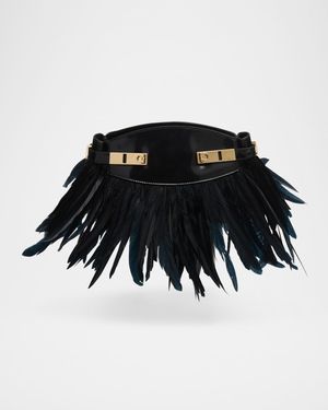 Hug Patent Leather & Feather Shoulder Bag