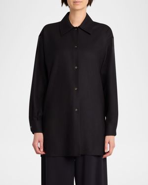 Komako Button Down Wool Cashmere Blouse