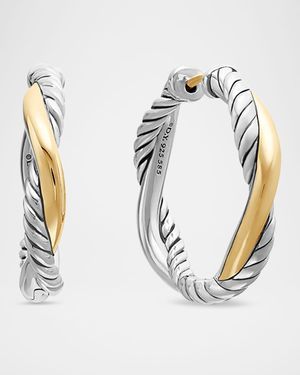 Petite Infinity Hoop Earrings in Silver and 14K Gold, 4mm, 0.68"L