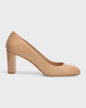 Vida Leather Block-Heel Pumps