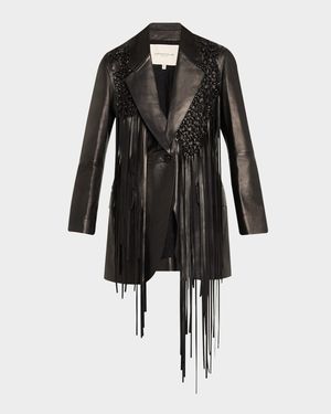 Nappa Leather Macramé Fringe Blazer
