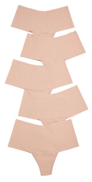 Hanky Panky Breathe High Rise Thong 5 Pack Taupe M