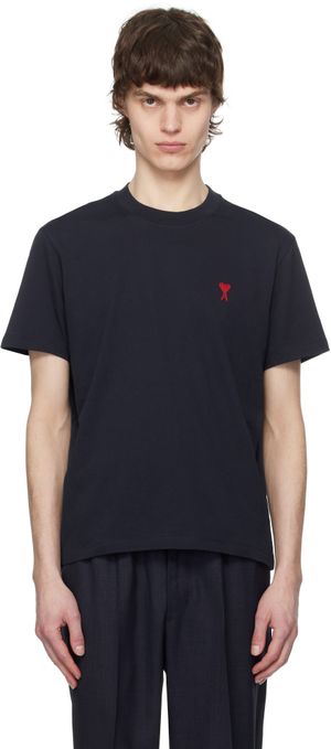 AMI Paris Navy Cotton Ami de Coeur T-shirt