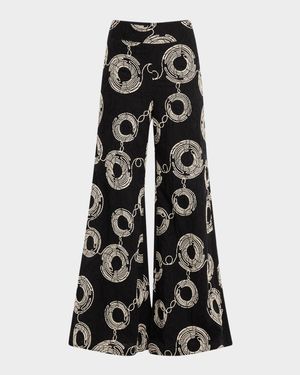 Odette Embroidered Wide-Leg Pants
