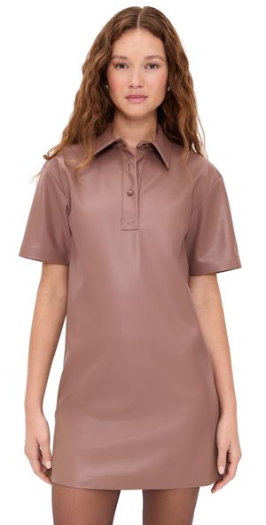 LE BOP Solene Faux Leather Polo Dress Amber XL