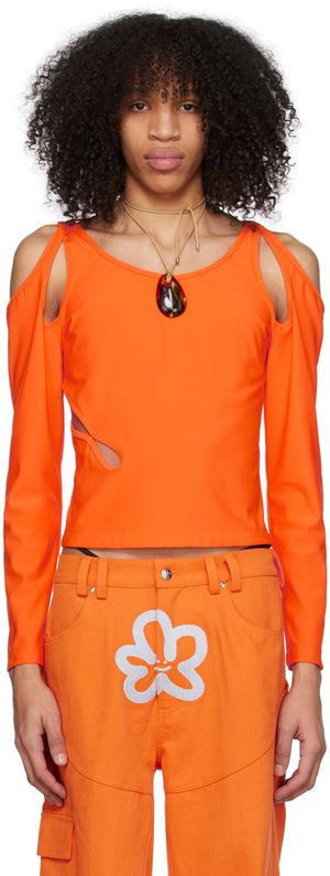 Marshall Columbia Orange Cutout Long Sleeve T-Shirt