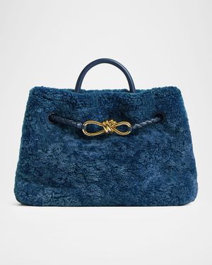 Medium Shearling Top-Handle Bag
