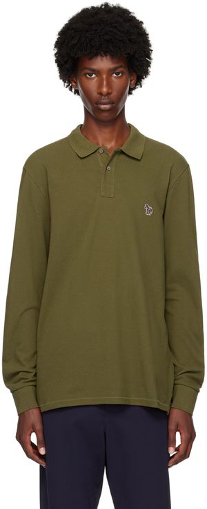 PS by Paul Smith Polo à manches longues vert à logo de zèbre