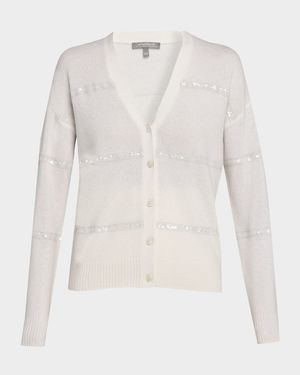 Cashmere Sequin Striped Cardigan