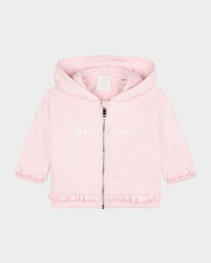 Girl's Logo-Print Ruffle Trim Hoodie, Size 12M-3