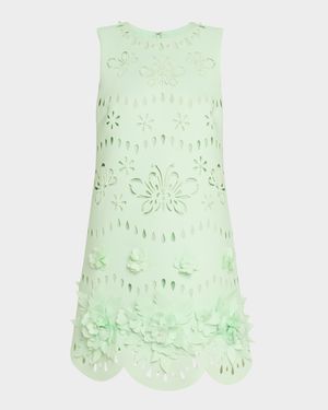 Scalloped Pearly-Embellished Cutout Mini Dress