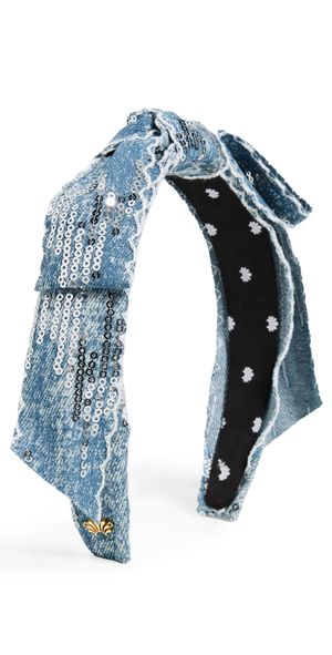 Lele Sadoughi Shirley Scalloped Sequin Headband Light Denim One Size