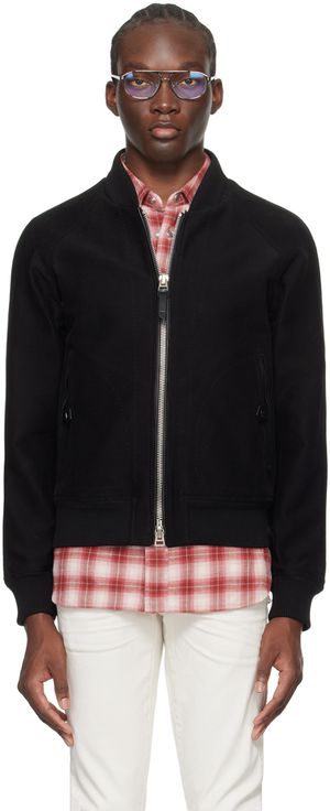 TOM FORD Blouson aviateur noir à col droit