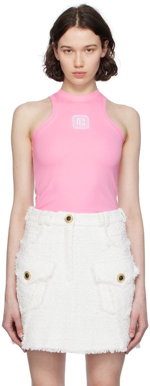 Balmain Débardeur rose à logo rétro