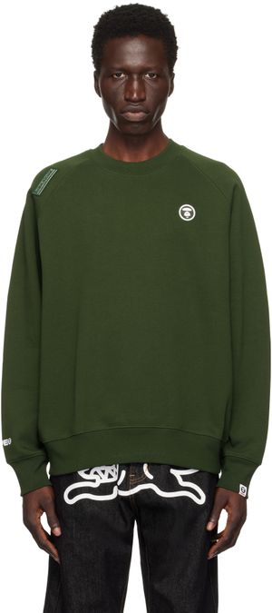 AAPE by A Bathing Ape Green 'AAPE Now' Raglan Sweatshirt