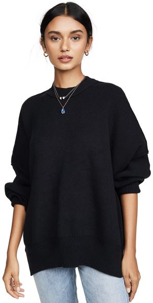 Free People Easy Street Tunic Sweater Black L