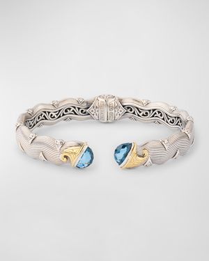 Sterling Silver & 18K Yellow Gold Blue Spinel Bracelet