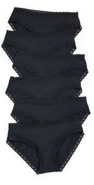 Natori Bliss Girl Briefs 6 Pack Black L