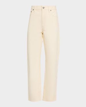 Cropped Straight-Leg Leather Pants
