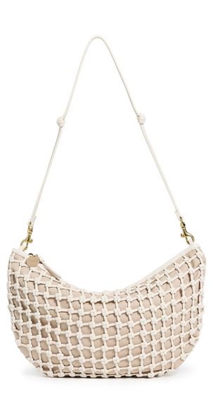Clare V. Lune Bag White Knot Woven Leather One Size
