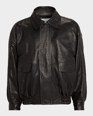 Men's Grained Leather Blouson Jacket