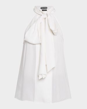 Silk Georgette Neck-Scarf Halter Top