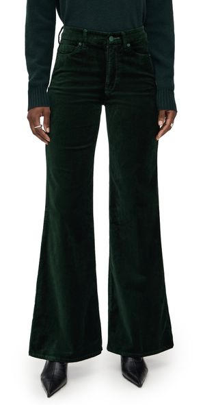 Good American Velvet Good Waist Palazzo Pants Pine Green003 10