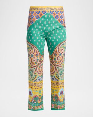 Paisley Cropped Bootcut Trousers