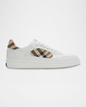 Men's Terrace Mix Leather and Check Low-Top Sneakers