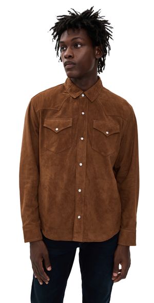 AG Elias Western Goat Suede Overshirt Canyon Amber XL