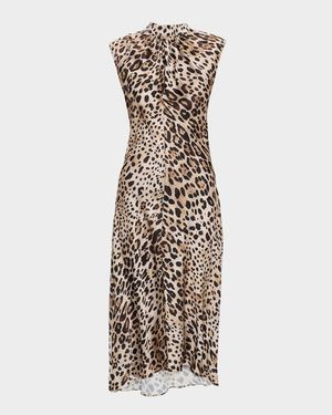Giselle Leopard Satin High-Low Dress