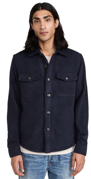 Faherty Range High Pile Fleece Lined CPO Jacket Navy Shadow Twill XXL