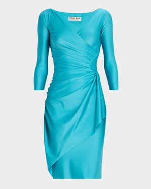 Charisse Pleated Surplice Midi Sheath Dress