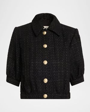 Cove Cropped Short-Sleeve Tweed Jacket