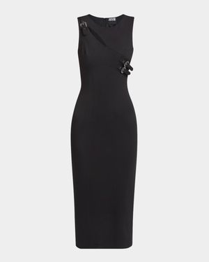 Baroque Buckle Sleeveless Midi Dress