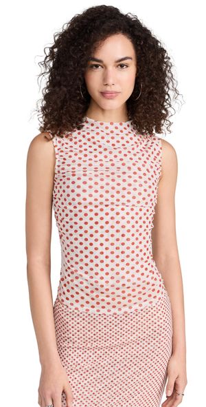 Miaou Cam Top White Polka Dot L